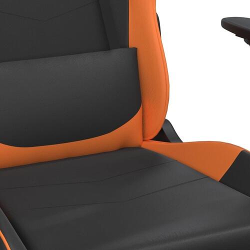 Gamingstol med fodstøtte kunstlæder sort og orange