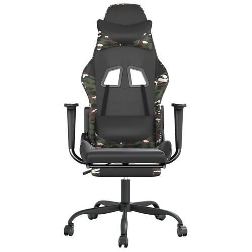Gamingstol med fodstøtte kunstlæder sort og camouflage
