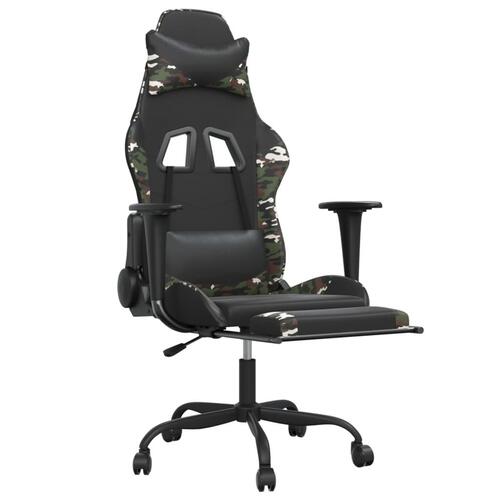 Gamingstol med fodstøtte kunstlæder sort og camouflage