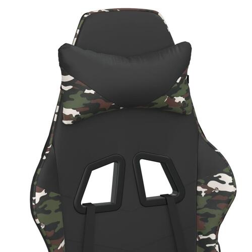Gamingstol med fodstøtte kunstlæder sort og camouflage