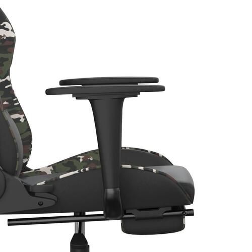 Gamingstol med fodstøtte kunstlæder sort og camouflage