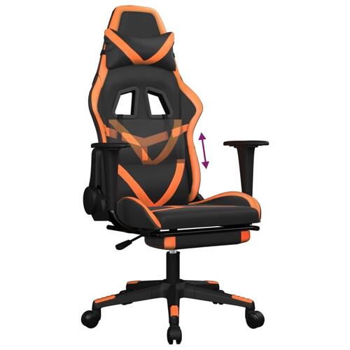 Gamingstol med fodstøtte kunstlæder sort og orange