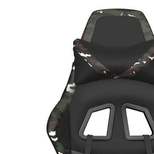 Gamingstol med fodstøtte kunstlæder sort og camouflage