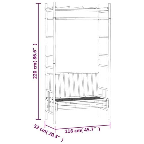 Havebænk med pergola 116 cm bambus