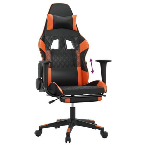Gamingstol med fodstøtte kunstlæder sort og orange