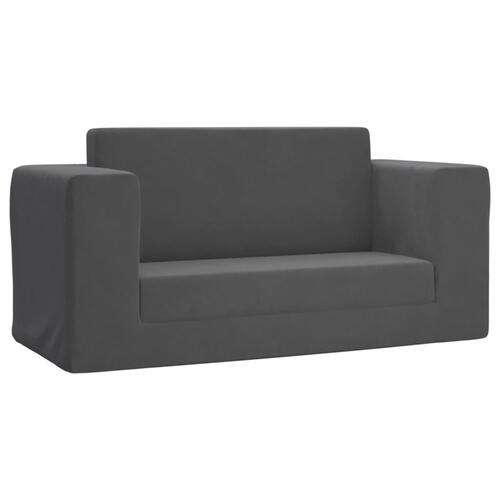 2-personers sofaseng til børn blødt plys antracitgrå