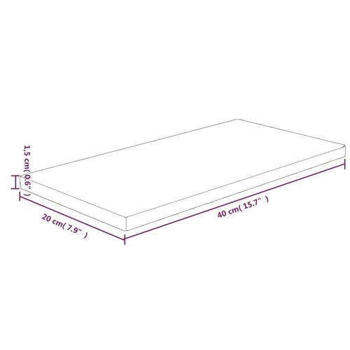 Hyldeplade 40x20x1,5 cm ubehandlet massivt egetræ