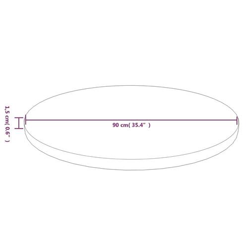 Rund bordplade Ø90x1,5 cm behandlet massivt egetræ mørkebrun