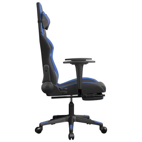 Gamingstol m. massagefunktion og fodstøtte kunstlæder sort blå
