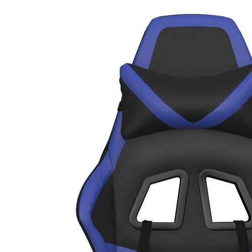 Gamingstol m. massagefunktion og fodstøtte kunstlæder sort blå