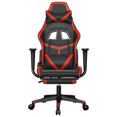 Gamingstol m. massagefunktion og fodstøtte kunstlæder sort rød
