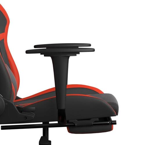 Gamingstol m. massagefunktion og fodstøtte kunstlæder sort rød