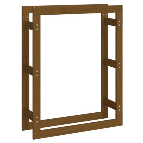 Brændestativ 80x25x100 cm massivt fyrretræ gyldenbrun
