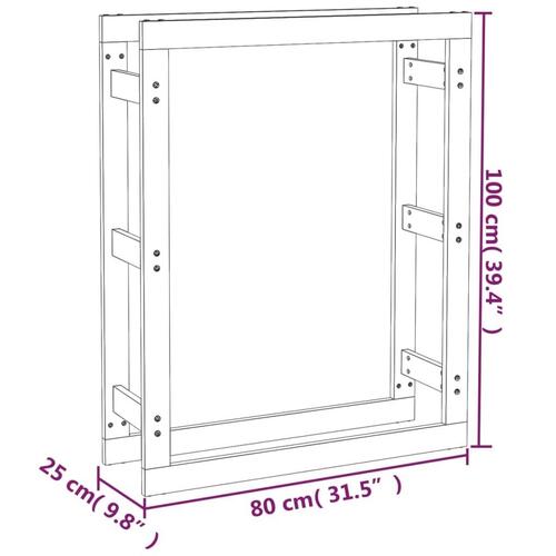 Brændestativ 80x25x100 cm massivt fyrretræ gyldenbrun