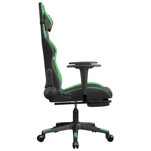Gamingstol m. massagefunktion og fodstøtte kunstlæder sort grøn