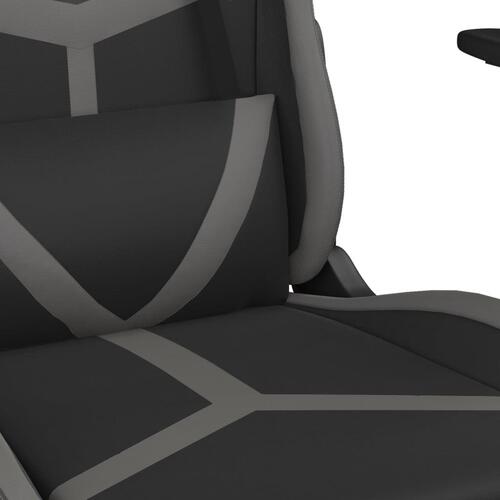 Gamingstol m. massagefunktion og fodstøtte kunstlæder sort grå