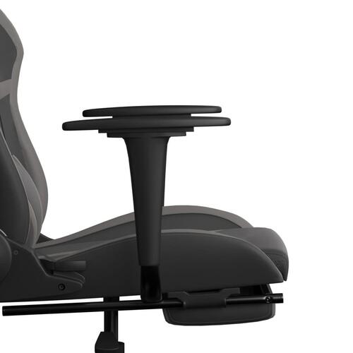 Gamingstol m. massagefunktion og fodstøtte kunstlæder sort grå