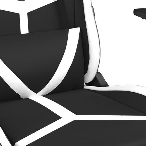 Gamingstol m. massagefunktion og fodstøtte kunstlæder sort hvid