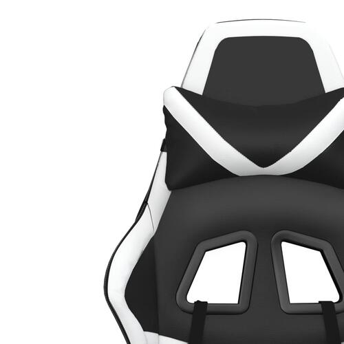 Gamingstol m. massagefunktion og fodstøtte kunstlæder sort hvid