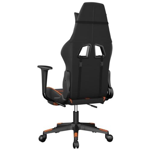 Gamingstol m. massage og fodstøtte kunstlæder sort og orange
