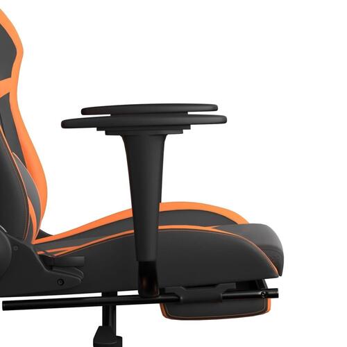 Gamingstol m. massage og fodstøtte kunstlæder sort og orange