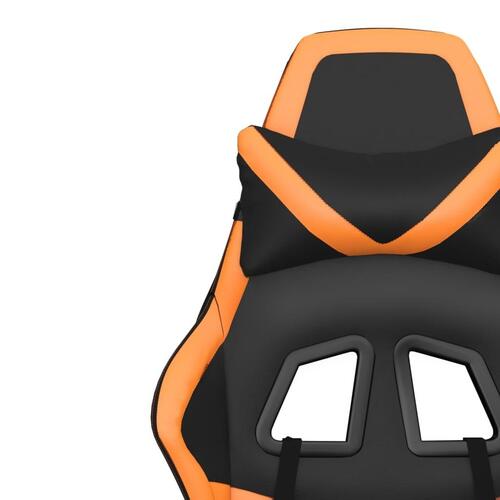 Gamingstol m. massage og fodstøtte kunstlæder sort og orange