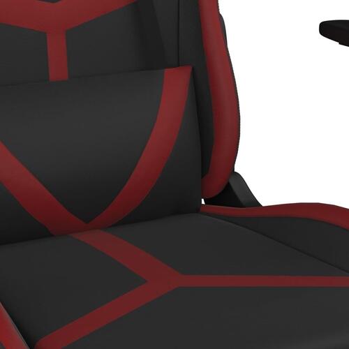 Gamingstol m. massage og fodstøtte kunstlæder sort og vinrød