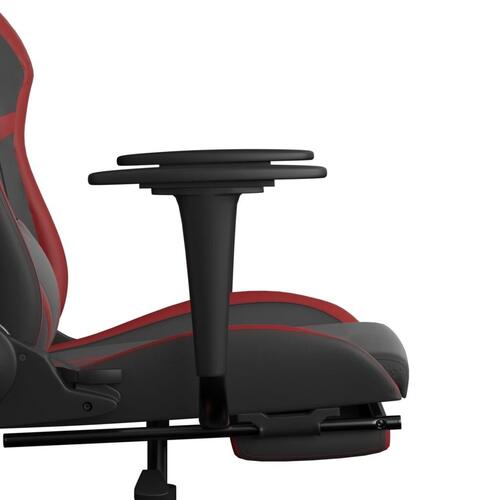 Gamingstol m. massage og fodstøtte kunstlæder sort og vinrød