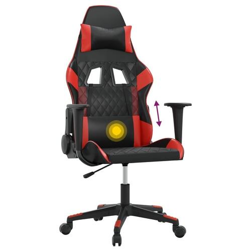 Gamingstol m. massagefunktion kunstlæder sort og rød