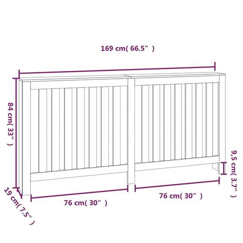 Radiatorskjuler 169x19x84 cm massivt fyrretræ hvid
