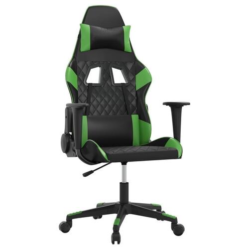 Gamingstol m. massagefunktion kunstlæder sort og grøn