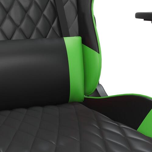 Gamingstol m. massagefunktion kunstlæder sort og grøn