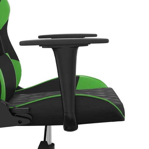 Gamingstol m. massagefunktion kunstlæder sort og grøn