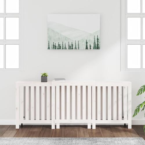Radiatorskjuler 210x21x85 cm massivt fyrretræ hvid