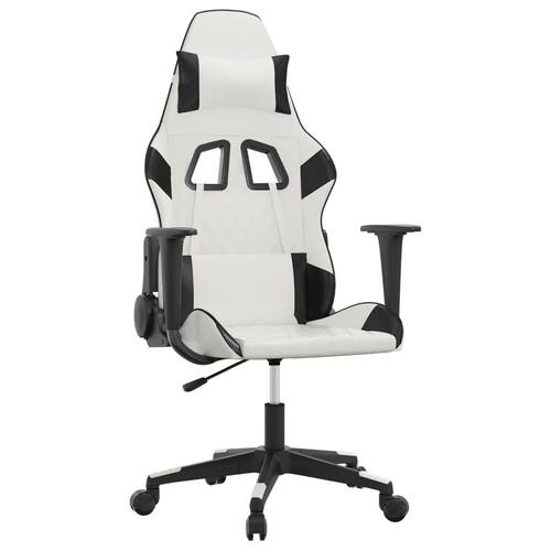 Gamingstol m. massagefunktion kunstlæder hvid og sort