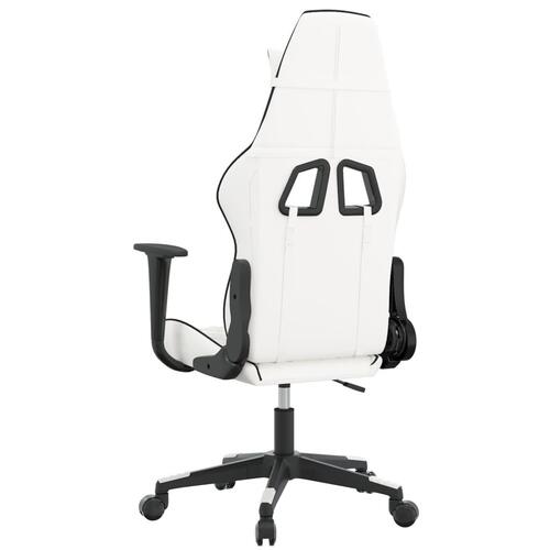 Gamingstol m. massagefunktion kunstlæder hvid og sort