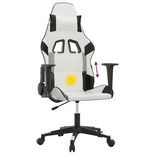 Gamingstol m. massagefunktion kunstlæder hvid og sort