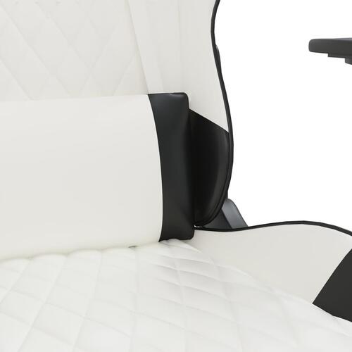 Gamingstol m. massagefunktion kunstlæder hvid og sort