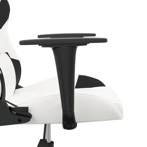 Gamingstol m. massagefunktion kunstlæder hvid og sort