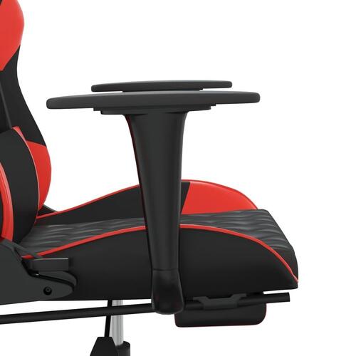 Gamingstol m. massagefunktion og fodstøtte kunstlæder sort rød