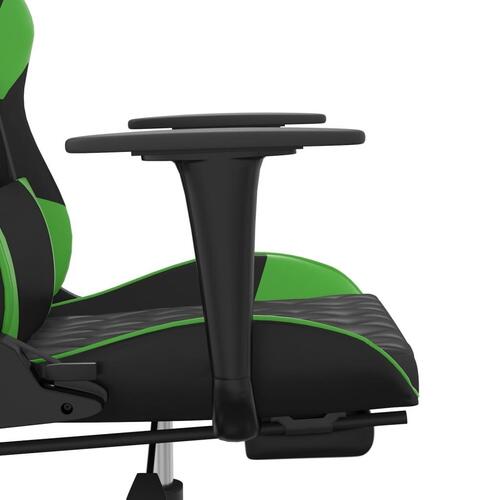Gamingstol m. massagefunktion og fodstøtte kunstlæder sort grøn