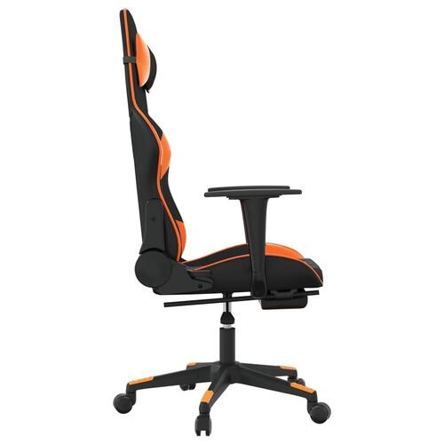 Gamingstol m. massage og fodstøtte kunstlæder sort og orange