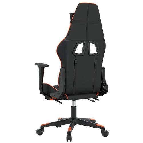 Gamingstol m. massage og fodstøtte kunstlæder sort og orange