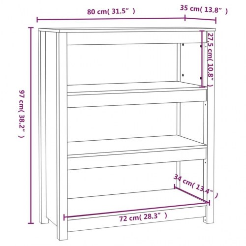 Bogreol 80x35x97 cm massivt fyrretræ