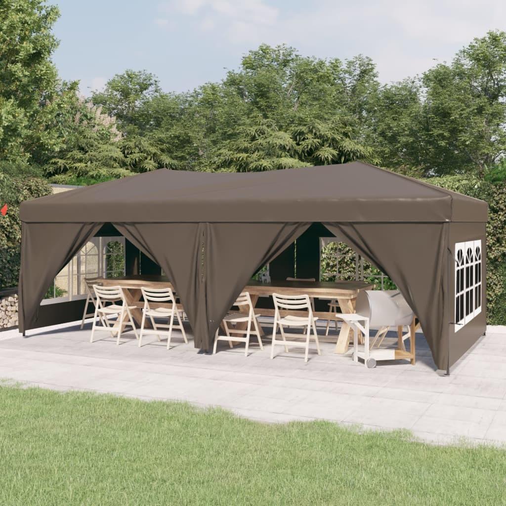Foldbart festtelt med sidevægge 3x6 m gråbrun
