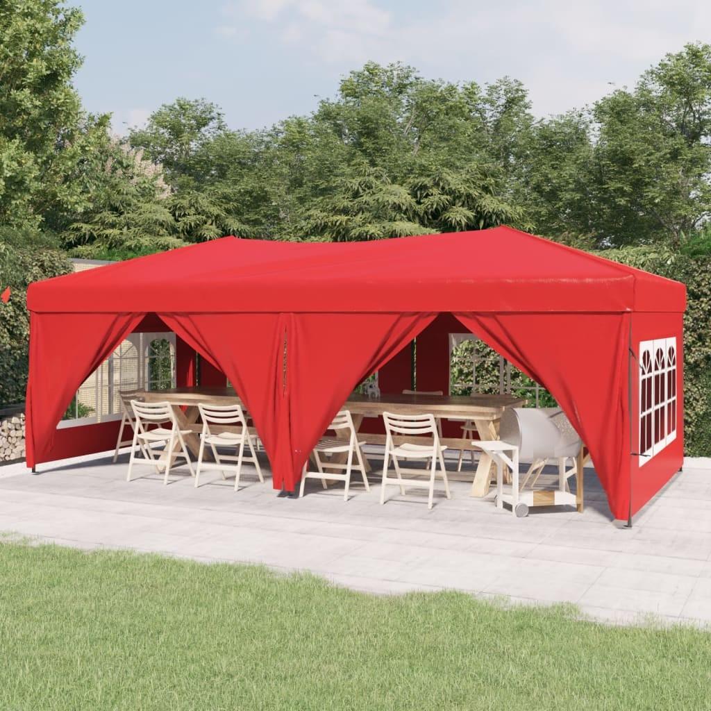 Foldbart festtelt med sidevægge 3x6 m rød