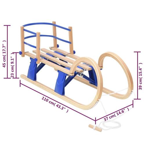 Foldbar kælk med ryglæn 110 cm krydsfiner