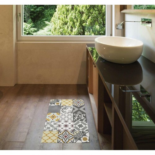 Stor Planet vinyltæppe Croma Patch grå/rav 45 × 75 cm