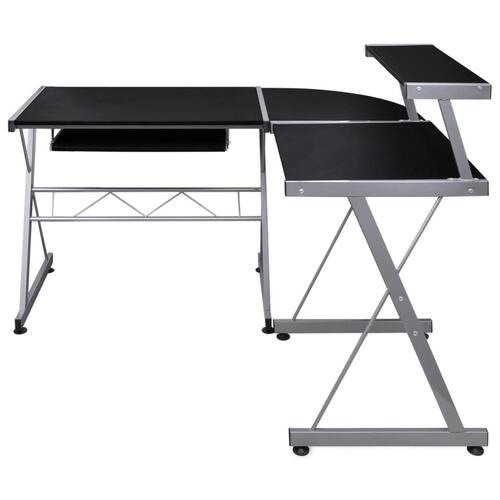 Computerbord til hjørne 132x112x99 cm konstrueret træ sort