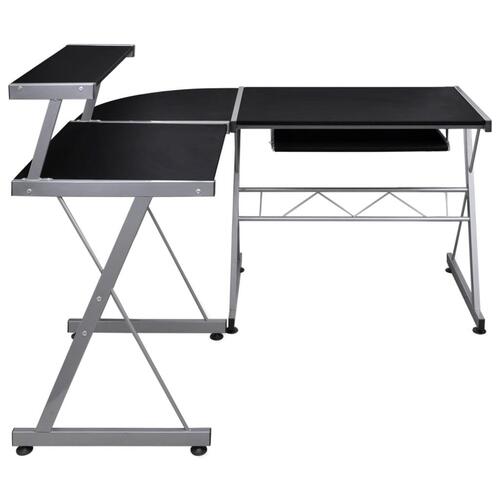 Computerbord til hjørne 132x112x99 cm konstrueret træ sort